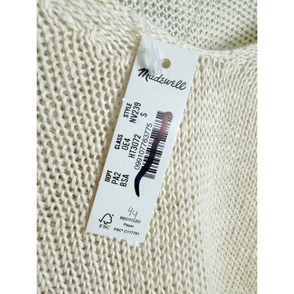 Madewell Linen V-Neck Sweater Small Beach Sand NWT - Picture 9 of 10